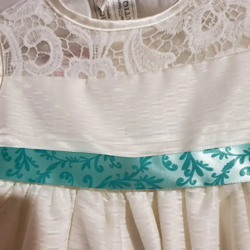 My Princess Wear 2T Formal Flower Girl White Lace Taffeta Fit and Flare Dress